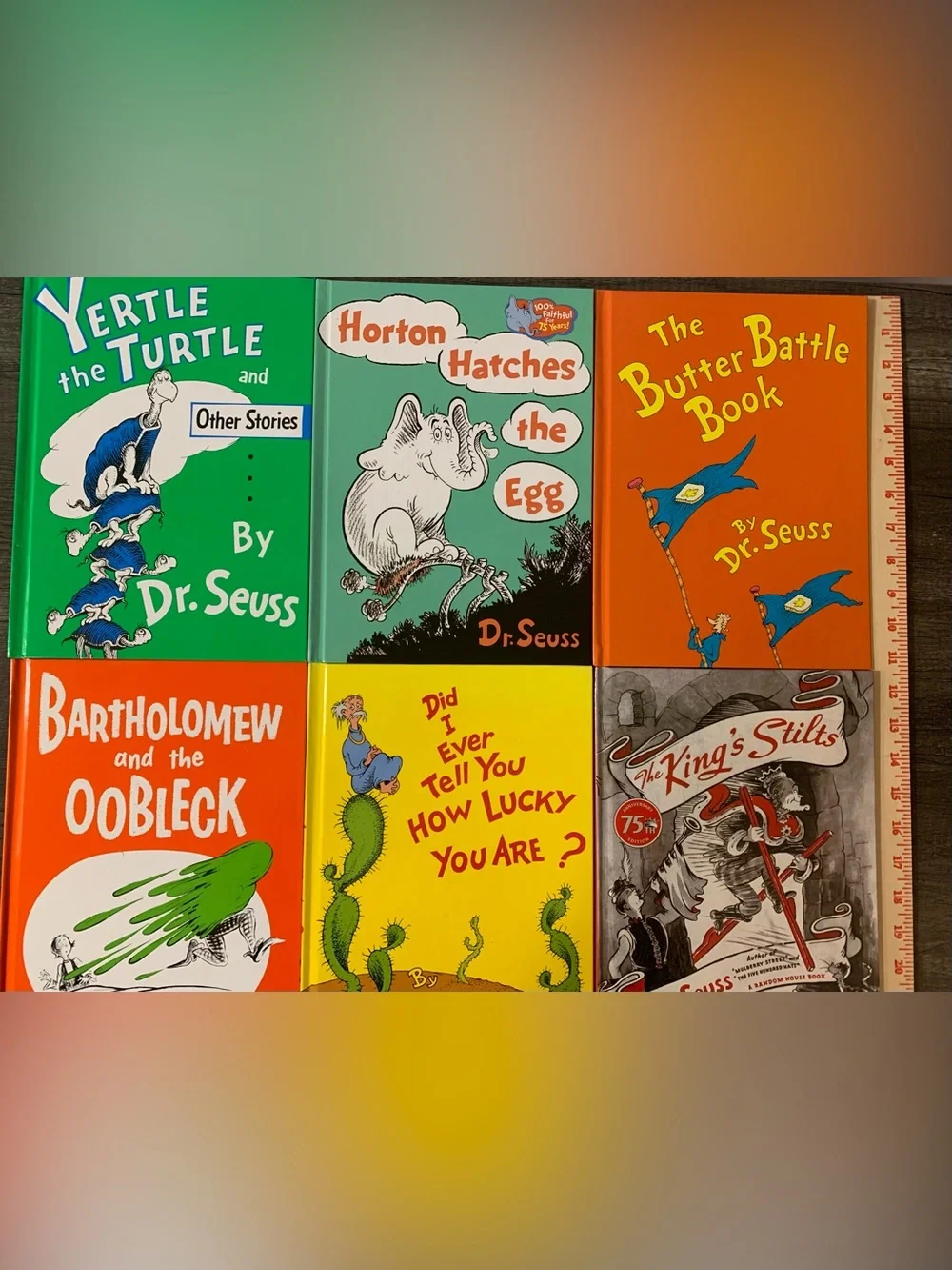 Dr. Seuss Bright Orange Yellow and Teal Hardcover Book Set